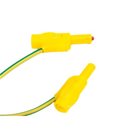 Safety connection cable, yellow/green, 3 cm