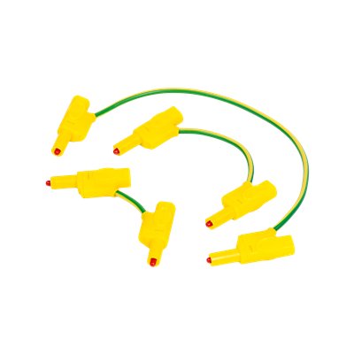 Safety connection cable, yellow/green, 3 cm