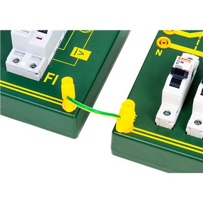 Safety connection cable, yellow/green, 9 cm