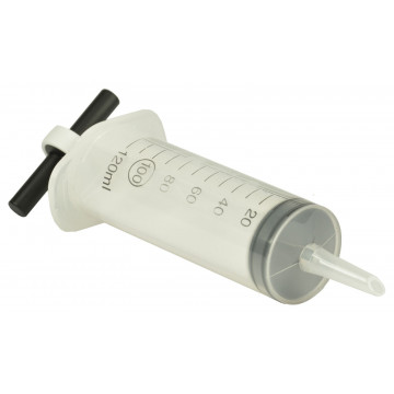 Syringe plastics, 120 ml, for vacuum-experiments