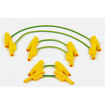 Safety connecting leads, yellow-green, set of 6